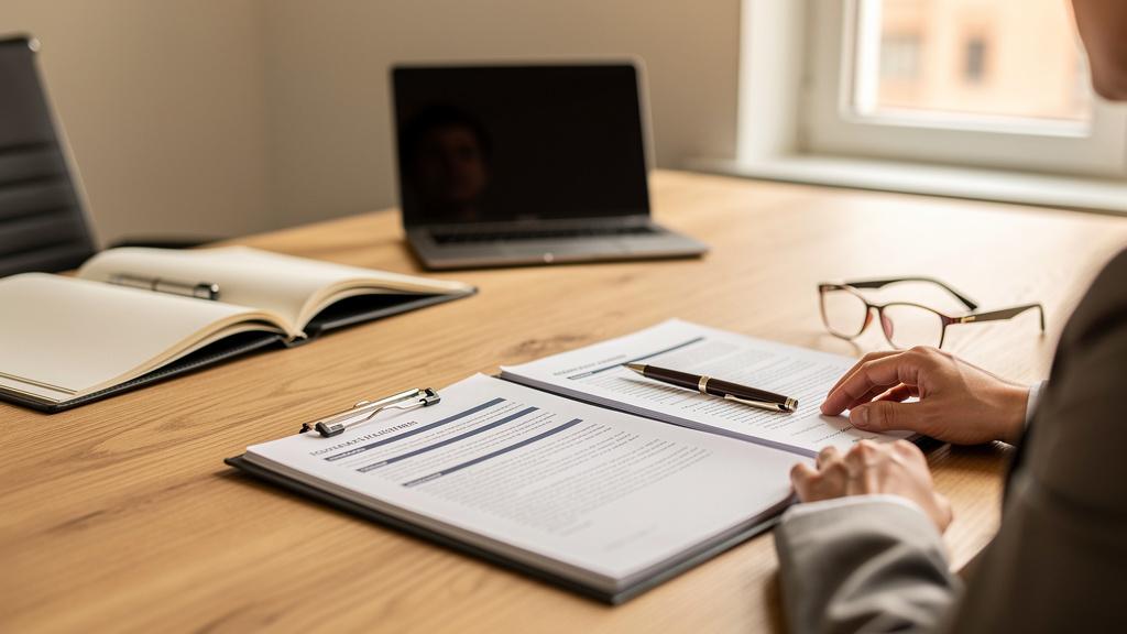 Copropriétaire consultant un procès-verbal avec un conseiller juridique