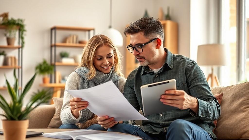 Couple consultant des annonces immobilières