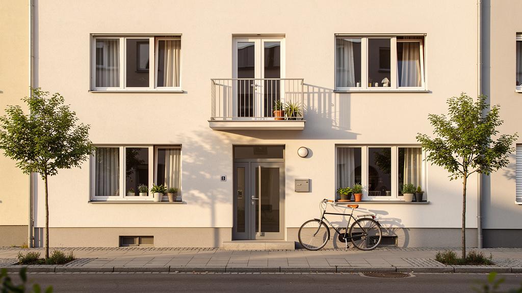 Façade d'un petit immeuble résidentiel en ville
