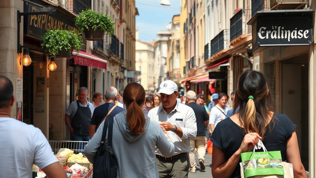 Marché de rue dans le centre historique de Perpignan