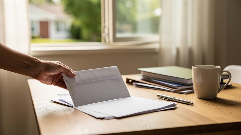 Propriétaire rédigeant une lettre recommandée pour un litige de voisinage