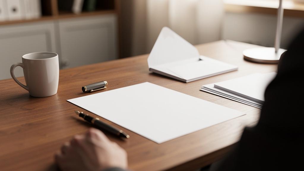 Rédaction d'une lettre recommandée sur un bureau