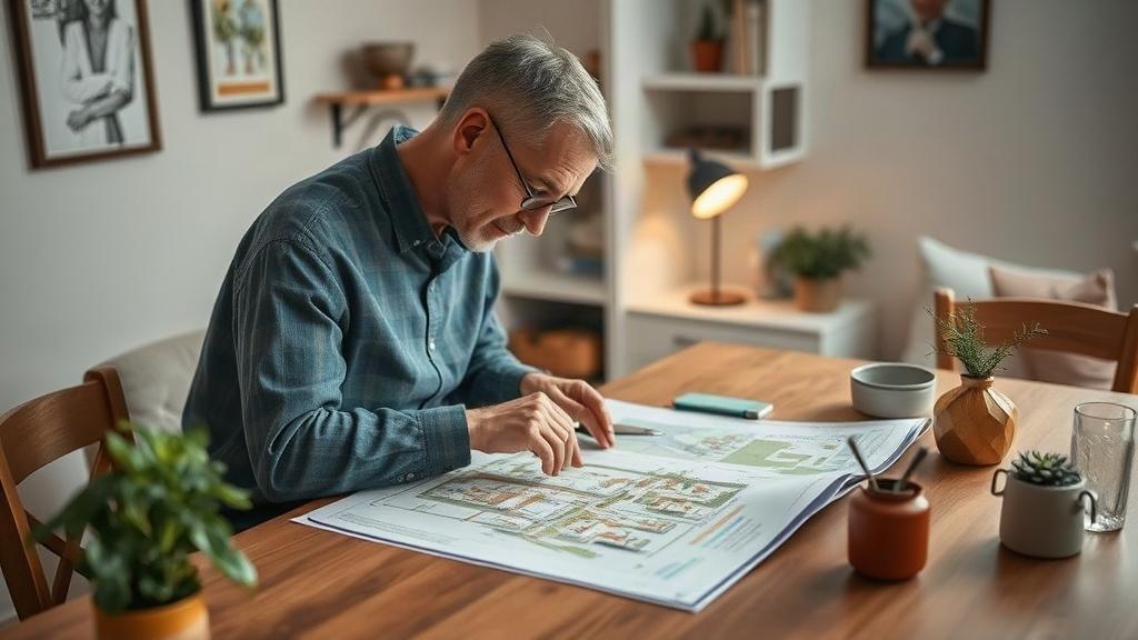Résident étudiant un plan de quartier sur une table