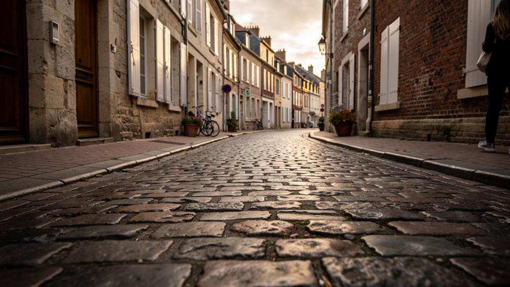 Rue pavée du centre historique de Beauvais