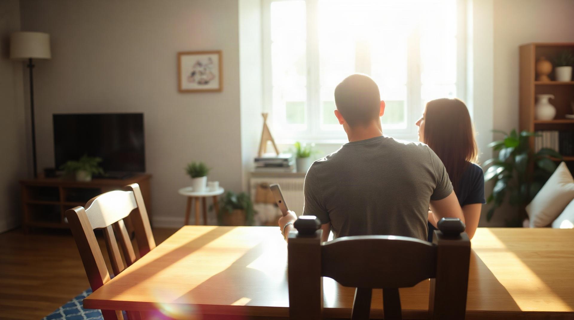 Couple consultant des annonces immobilières sur une tablette