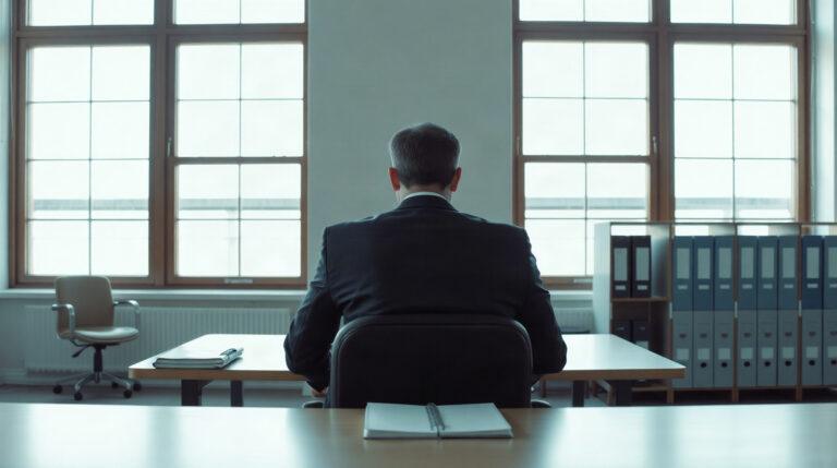 Comptable genevois analysant des documents financiers à son bureau